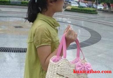 2011新款可爱kitty猫草编包藤编织手提女包田园风草包日